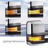 Chrome Power Heated Tow Mirrors For 2003-2007 Chevy Silverado Tahoe/GMC Sierra Yukon With Dynamic Turn Signal, Amber Running Lights